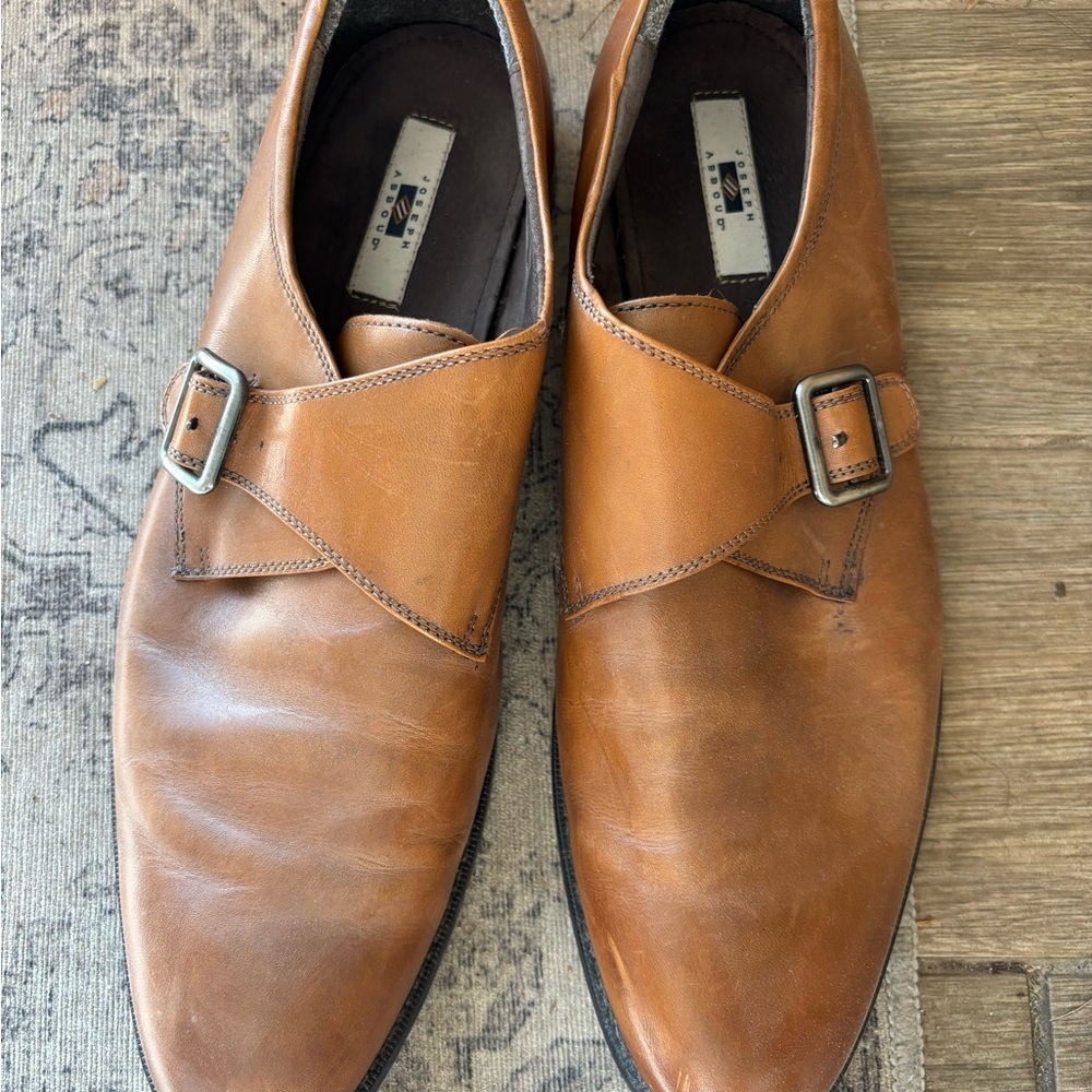 Joseph Abboud Tan Leather Buckle Oxfords